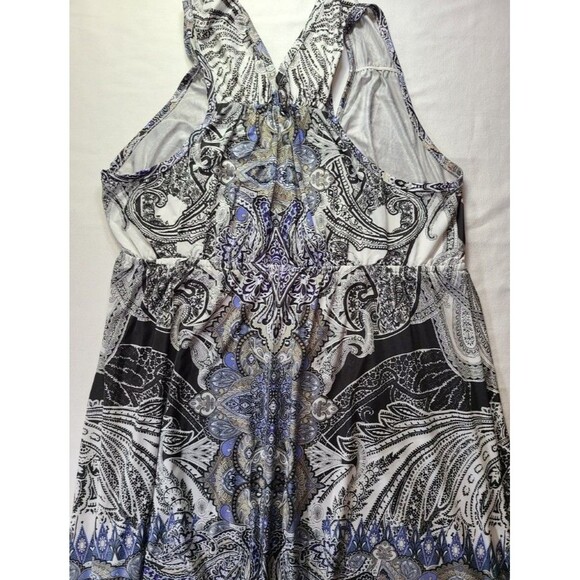 Apt. 9 Paisley Tank Dress Size Small Black Purple Sleeveless V-Neck Stretch - Picture 3 of 10